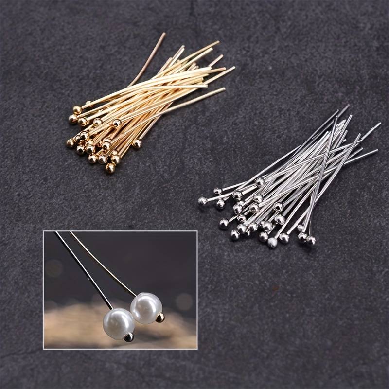 50pcs/pack Silver Head Pins For Jewelry DIY Earring Crafts Making 20MM 30MM